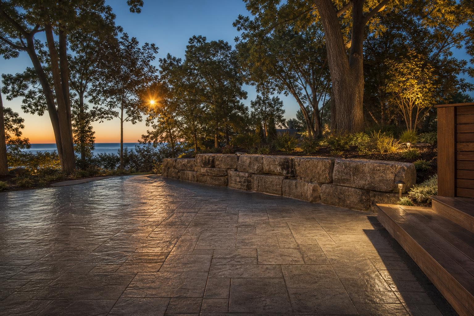 Stamped patio & retaining wall